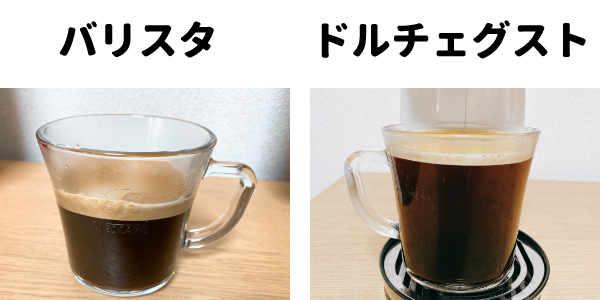 バリスタとドルチェグストで淹れたコーヒーを比較